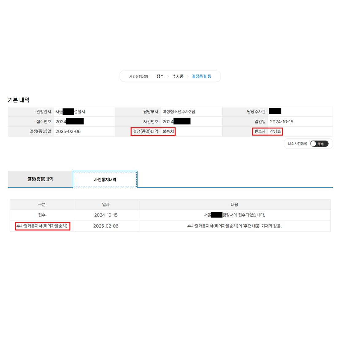 강제추행, 카메라등이용촬영 불송치(혐의없음) 처분문서